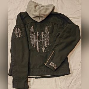 Harley Davidson Women's "Dark Angel" Jacket w/Hoodie Vest, Size L